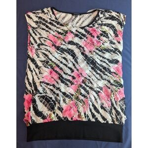 Notations Floral Zebra Print Sleeveless Blouse Top Women's Size‎ S